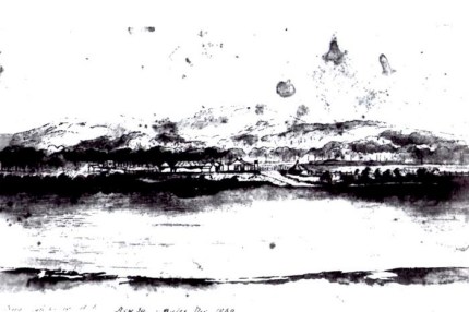 Early drawing (1850) of Shannon View Estate Mitchell Library, Sydney