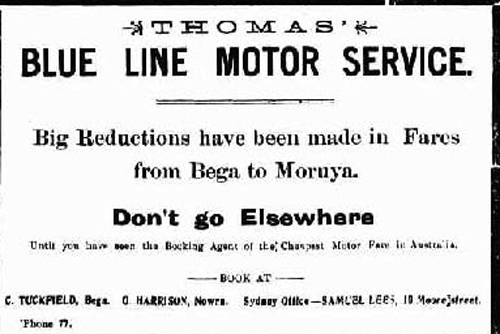 Advertising in the Bega Budget for the Blue Line