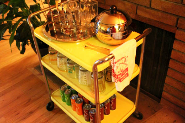 The classy drinks trolley has been organised