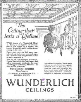 Wunderlich pressed metal was used extensively at the time for interior decoration