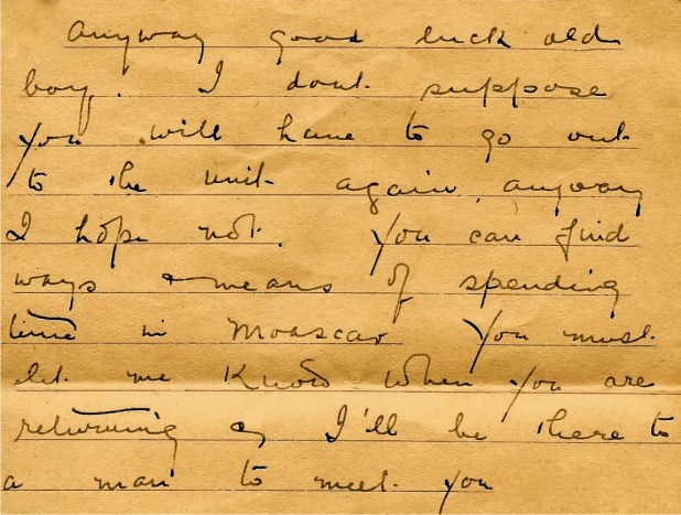 A letter written to Captain Hutching's son who was in Egypt.