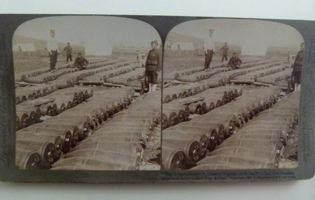 An image from the Russ0-Japanese War of 1904. This image shows the Japanese bombs that destroyed Port Arthur - MDHS Collection