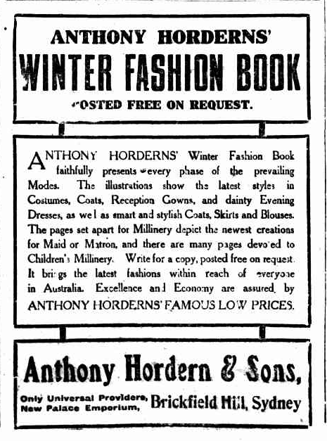 Many people used the Antony Hordern mail-order service at this time. Our museum contains objects bought this way.